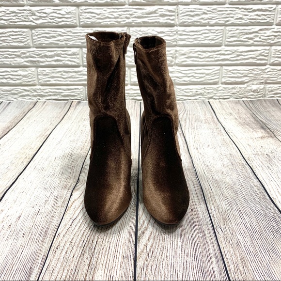 Forever Brown Velvet Dasia Calf Length Boots - Picture 2 of 6